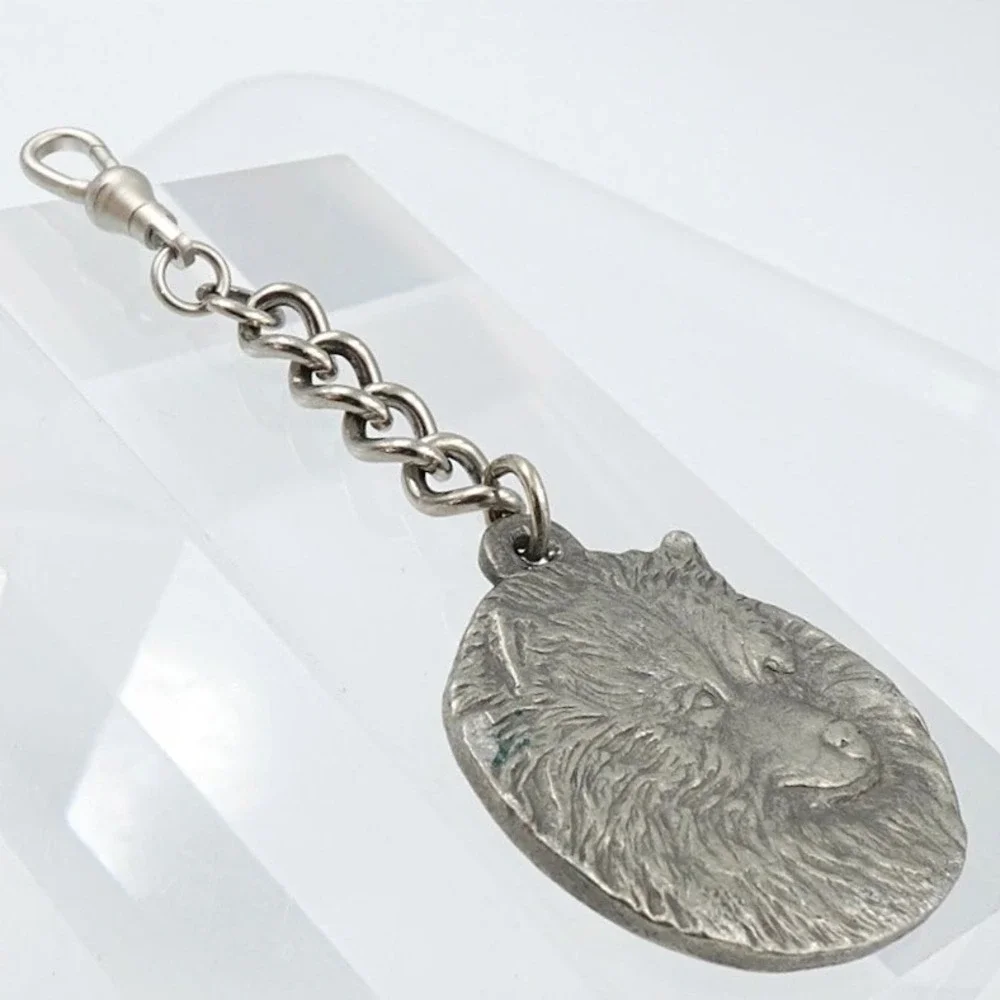 Vintage 1983 Rawcliffe Pewter I Love My Keeshond Dog Keychain Pet Lover